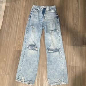 Bershka Light Blue Ripped Jeans